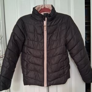 H&M Kids Black Puffer Jacket with Light Pink Accents
